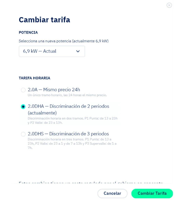 Cambio de potencia y tarifa en Lucera Clientes